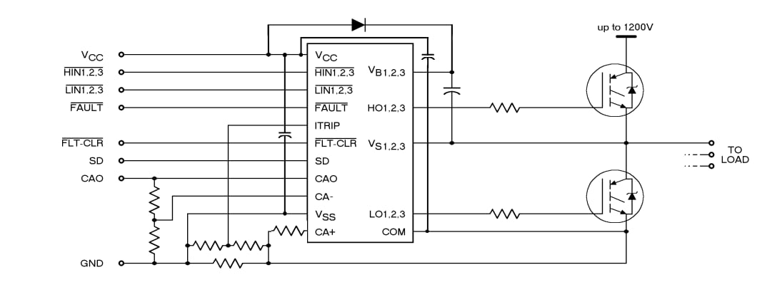 应用电路图 - Infineon Technologies IR2133/IR2135/IR2233/IR2235栅极驱动器IC